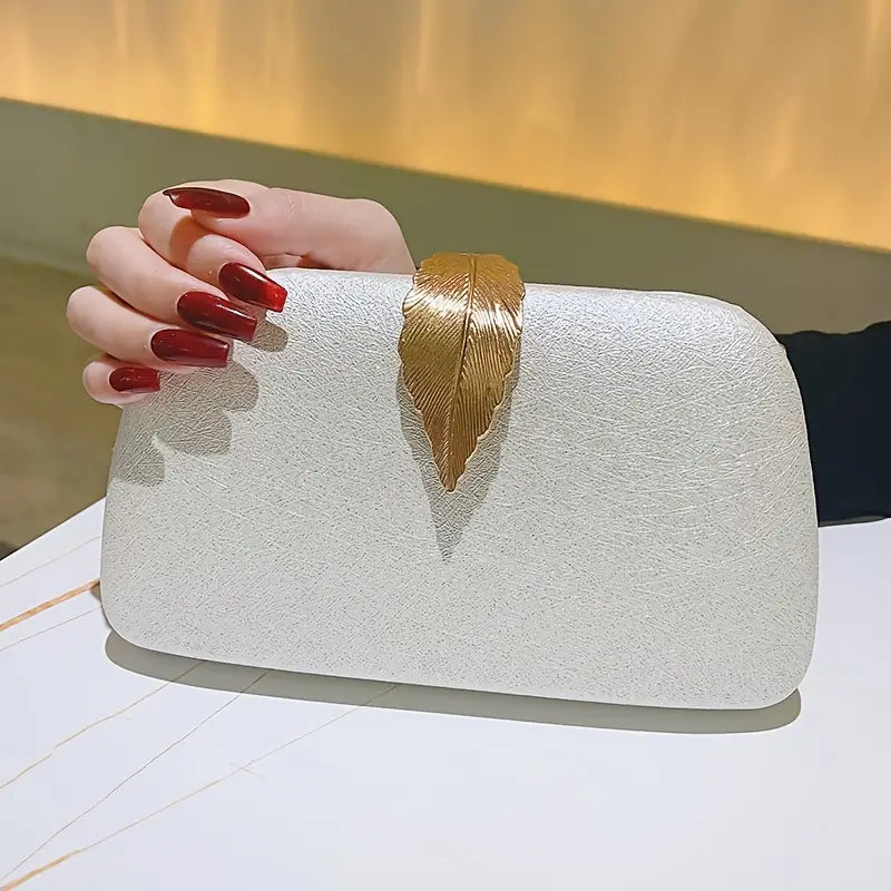 Marquessa Elegant Evening Clutch with Golden Leaf Design