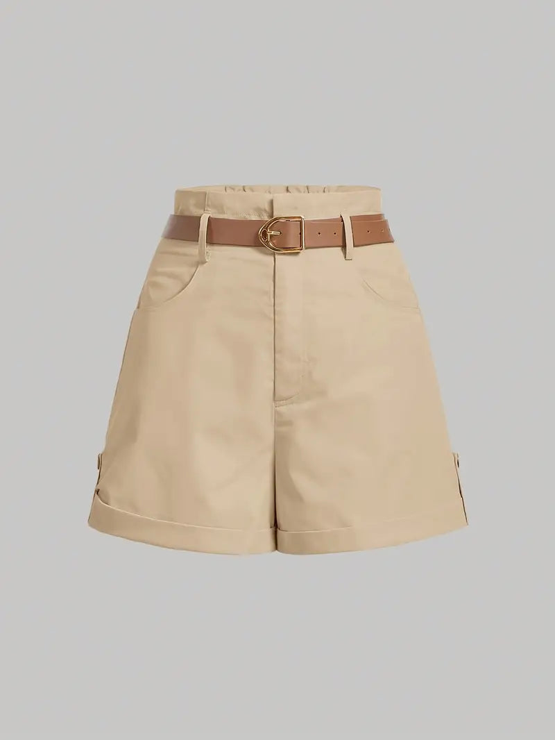 Valente Women’s Elegant Wide-Leg Shorts with Belt & Slant Pockets