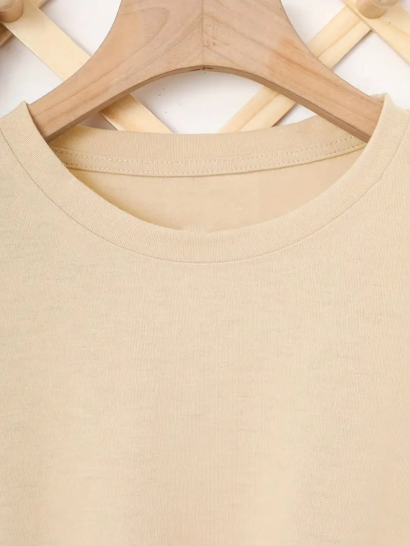 Noelle Women’s Beige Crew Neck Short Sleeve T-Shirt