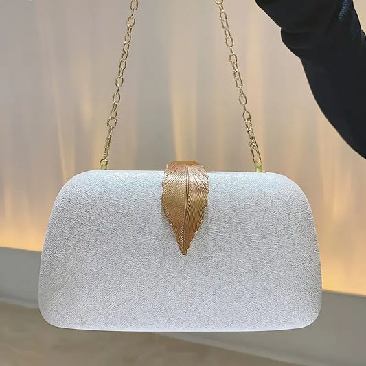 Marquessa Elegant Evening Clutch with Golden Leaf Design