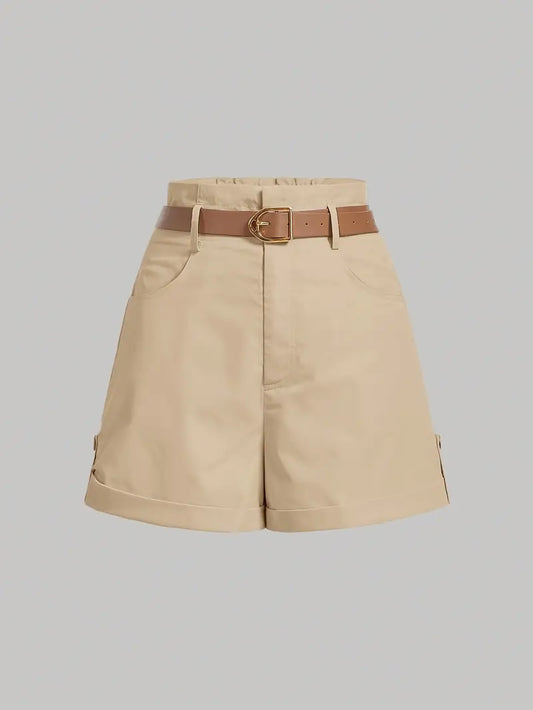 Valente Women’s Elegant Wide-Leg Shorts with Belt & Slant Pockets