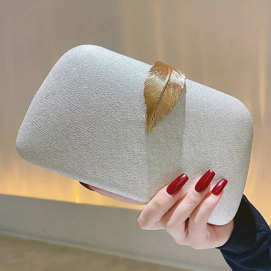 Marquessa Elegant Evening Clutch with Golden Leaf Design
