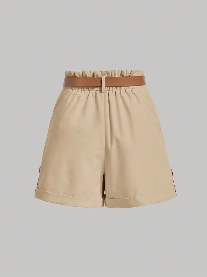 Valente Women’s Elegant Wide-Leg Shorts with Belt & Slant Pockets